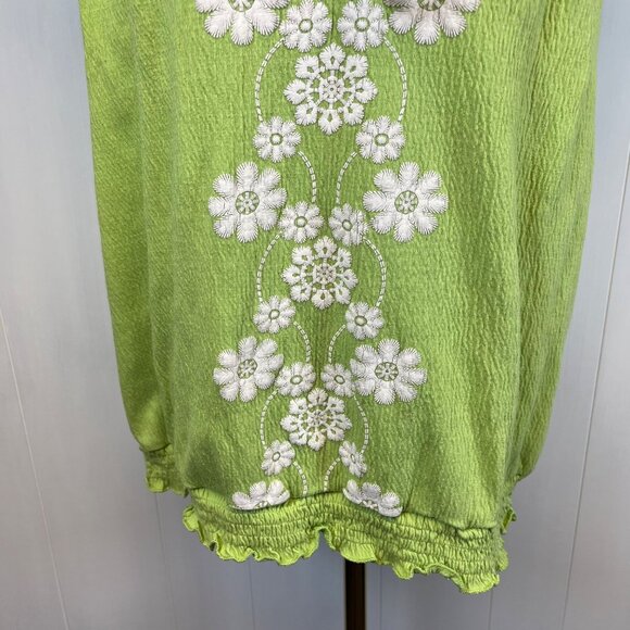 Dressbarn Sz Large Embroidered Floral Blouse With Ruffle Hem Cotton Blend Boho‎ - Picture 4 of 9